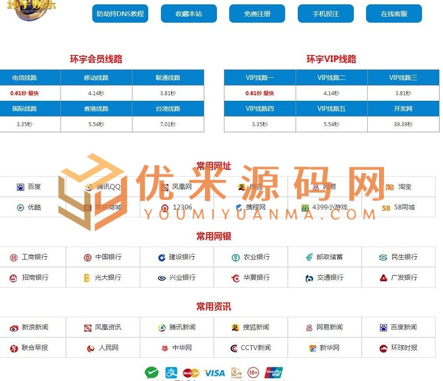 新跳转页/导航页/网站线路测速网站